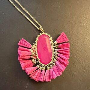 Kendra Scott Fuchsia and Gold Tassel Necklace